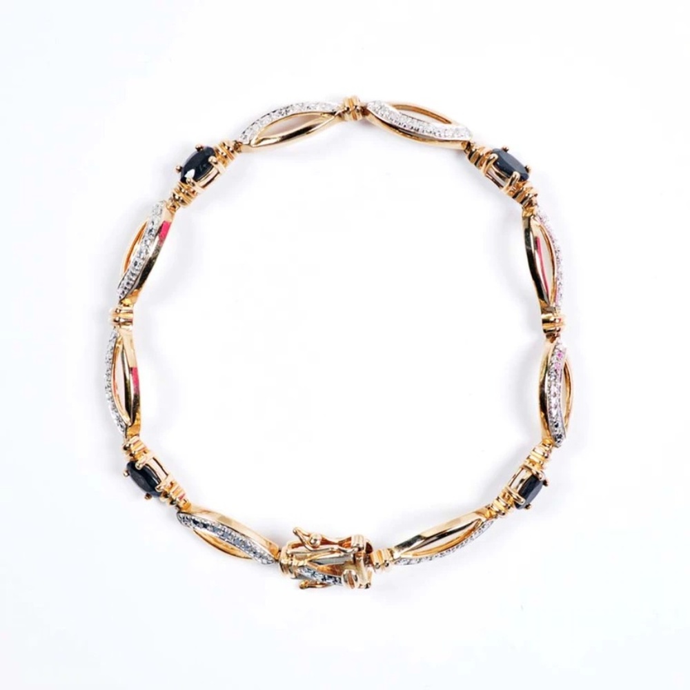 Sapphire and Diamond Silver Plated Bracelet